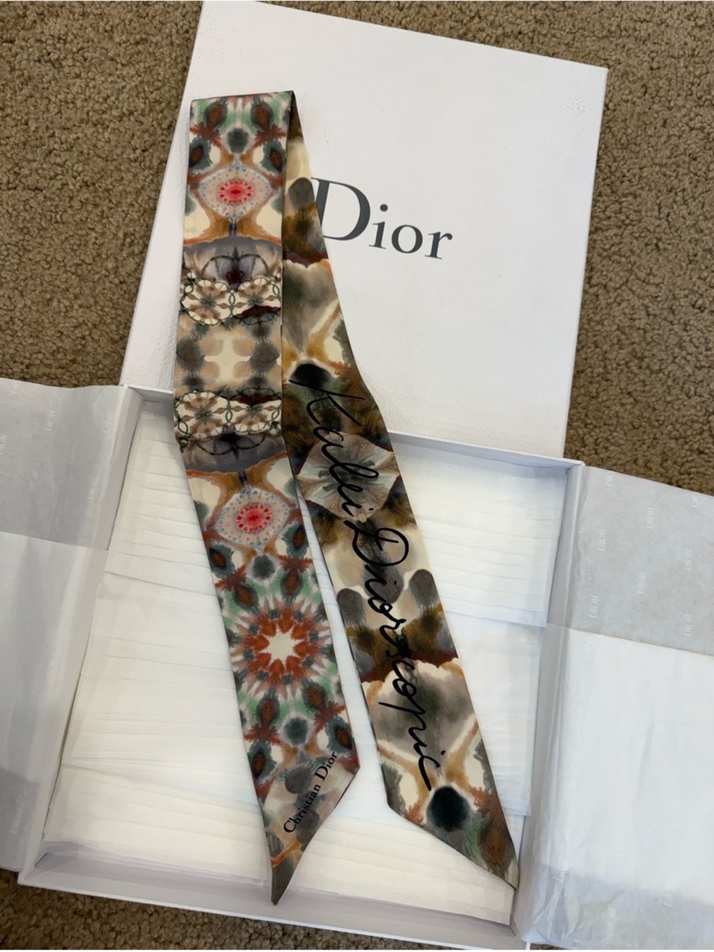 Christian Dior KaleiDiorscopic Mitzah Silk Twilly Scarf NEW Box
